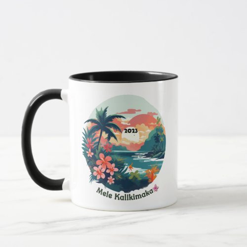 Mele Kalikimaka Tropical Island 2023  Label Mug