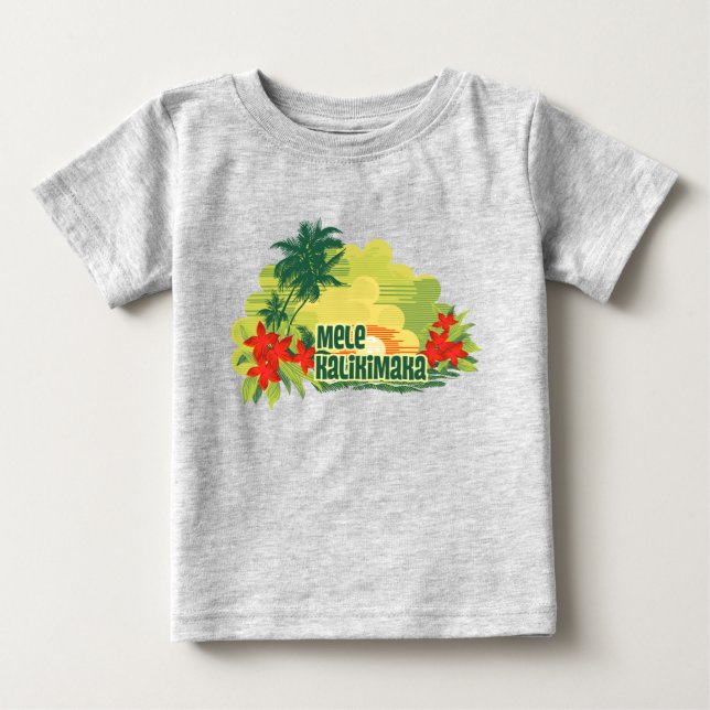 Mele Kalikimaka Tropical Island Hawaiian Christmas Baby T-Shirt (Front)