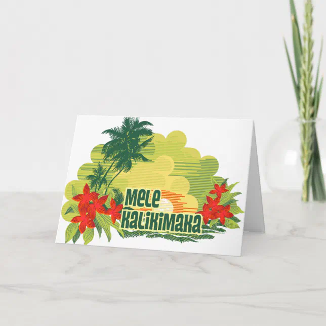 Mele Kalikimaka Tropical Island Hawaiian Christmas Holiday Card | Zazzle