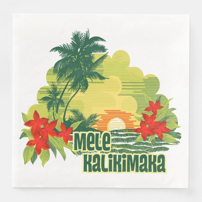 Mele Kalikimaka Tropical Island Hawaiian Christmas Paper Dinner Napkins (Front)