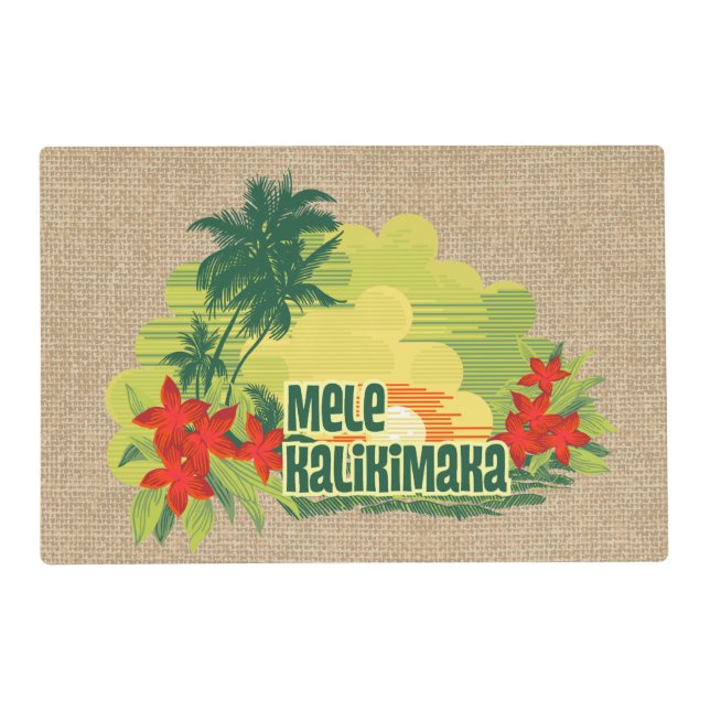 Mele Kalikimaka Tropical Island Hawaiian Christmas Placemat (Front)