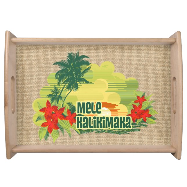 Mele Kalikimaka Tropical Island Hawaiian Christmas Serving Tray (Front)