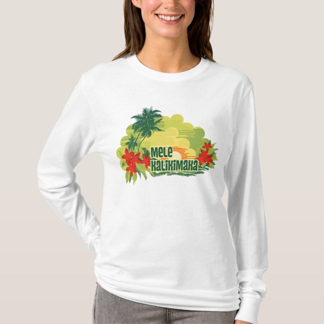 Mele Kalikimaka Tropical Island Hawaiian Christmas T-Shirt (Front)