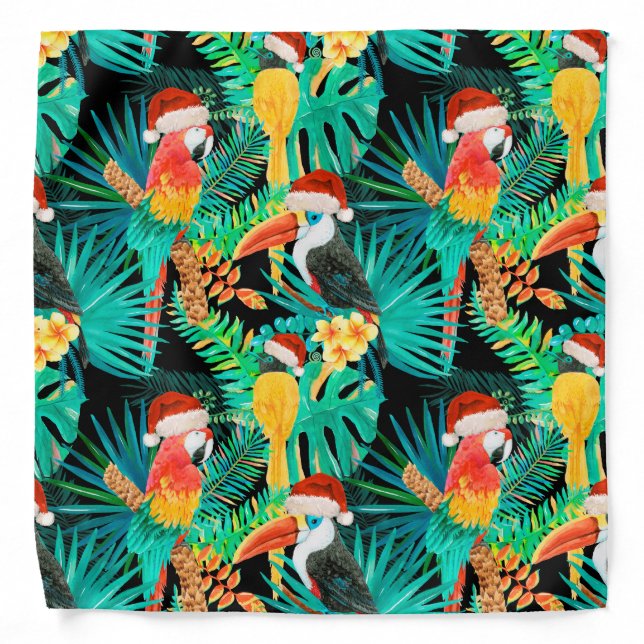 Mele Kalikimaka Tropical Jungle Birds Bandana (Front)