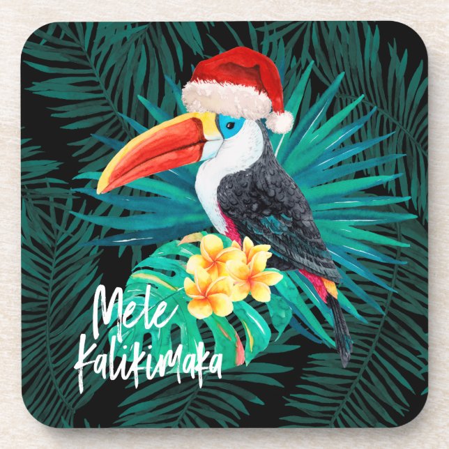 Mele Kalikimaka Tropical Jungle Birds Beverage Coaster (Front)