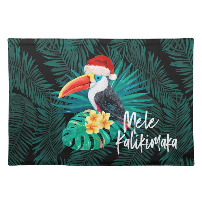 Mele Kalikimaka Tropical Jungle Birds Cloth Placemat (Front)