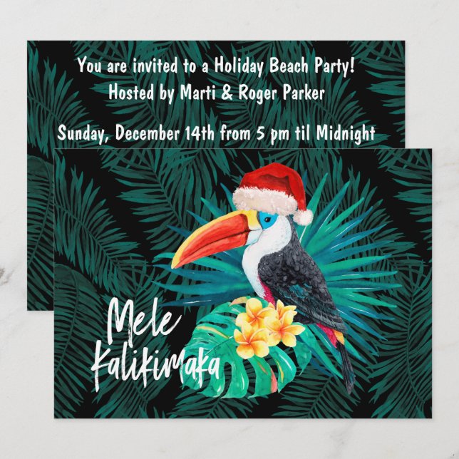 Mele Kalikimaka Tropical Jungle Birds Invitation (Front/Back)