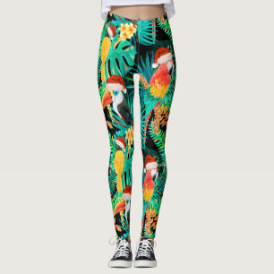 Mele Kalikimaka Tropical Jungle Birds Leggings