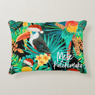 Mele Kalikimaka Tropical Jungle Birds Reversible Accent Pillow