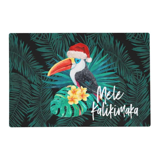 Mele Kalikimaka Tropical Jungle Birds Reversible Placemat (Front)
