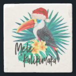 Mele Kalikimaka Tropical Jungle Birds Stone Coaster<br><div class="desc">Mele Kalikimaka is the Hawai'ian expression for Merry Christmas & happy holidays! Our vibrant tropical parrots and toucans pose in a lush jungle with Santa hats bringing good cheer to all. This design is available on a variety of products for the home.</div>