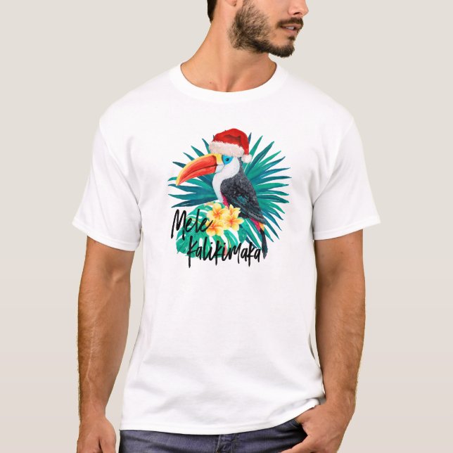 Mele Kalikimaka Tropical Jungle Birds T-Shirt (Front)