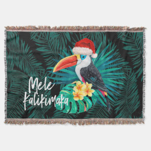 Mele Kalikimaka Tropical Jungle Birds Throw Blanket
