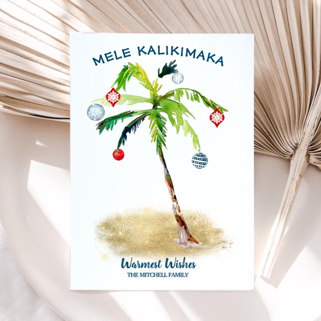 Mele Kalikimaka Tropical Palm Tree Christmas  Holiday Card (Creator Uploaded)