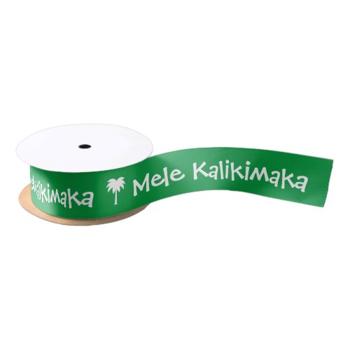 Mele kalikimaka tropical palm tree green Christmas Satin Ribbon