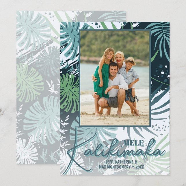 Mele Kalikimaka Tropical Photo Holiday Card (Front/Back)