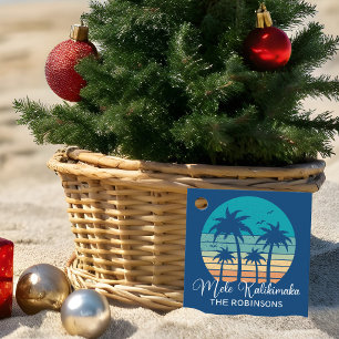 Mele Kalikimaka Tropical Sunset Christmas Party Favor Tags