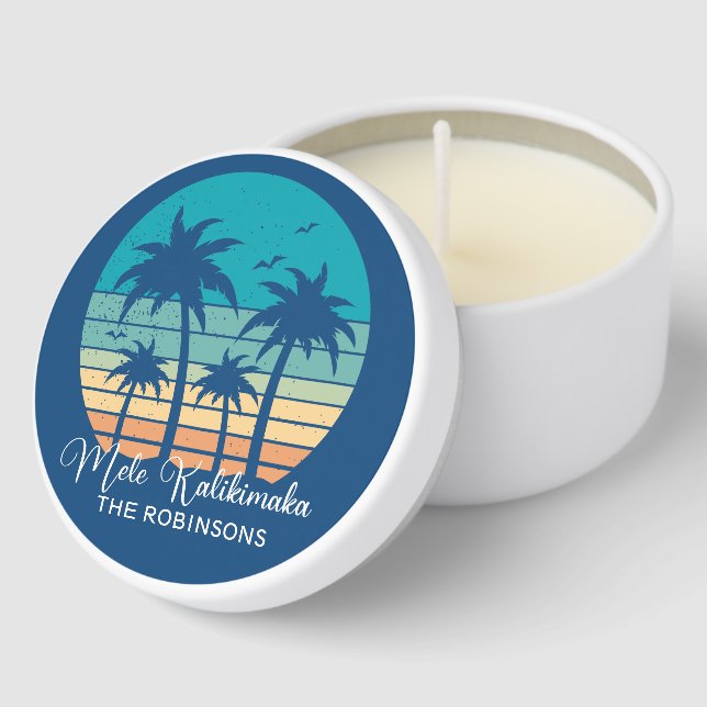 Mele Kalikimaka Tropical Sunset Christmas Party Mini Candle Favors (Corner)