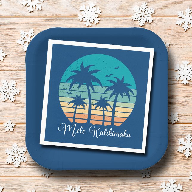 Mele Kalikimaka Tropical Sunset Christmas Party Napkins (Creator Uploaded)