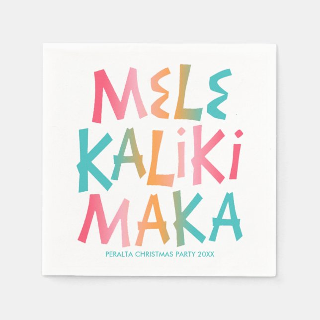Mele Kalikimaka Tropical Typography Christmas Napkins (Front)