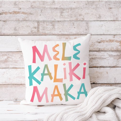 Mele Kalikimaka Tropical Typography Christmas Throw Pillow