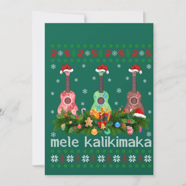 Mele Kalikimaka Ukulele Guitar Gift Ugly Ukulele Invitation (Front)