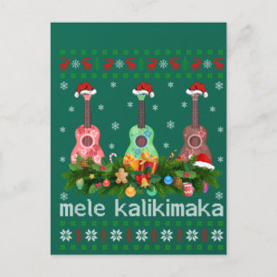 Mele Kalikimaka Ukulele Guitar Gift Ugly Ukulele Postcard