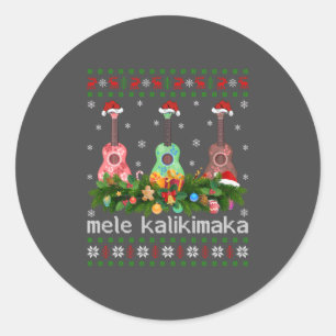 Mele Kalikimaka Ukulele Guitar Gift Ukulele Classic Round Sticker