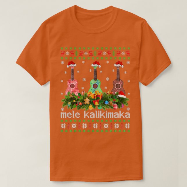 Mele Kalikimaka Ukulele Guitar Ugly Ukulele Christ T-Shirt (Design Front)