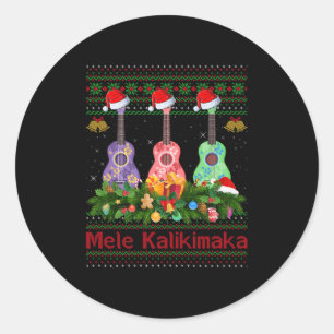 Mele Kalikimaka Ukulele Guitar Ugly Xmas Sweaters  Classic Round Sticker