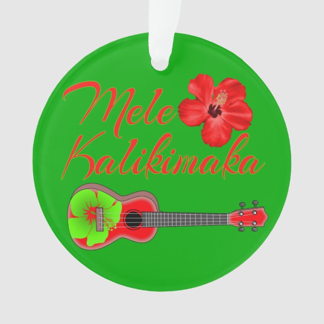 Mele Kalikimaka Ukulele Ornament (Front)