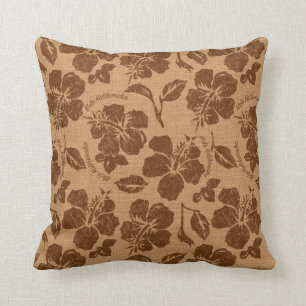 Mele Kalikimaka Vintage Hawaiian Floral Reversible Throw Pillow