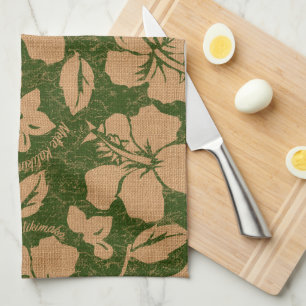 Mele Kalikimaka Vintage Pareau Hawaiian Hibiscus Towel