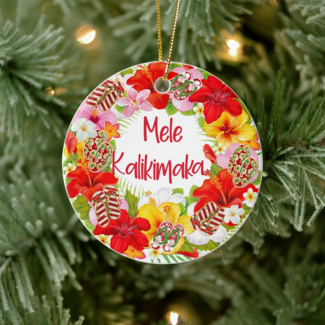 Mele Kalikimaka Wreath Round Ornament (Tree)