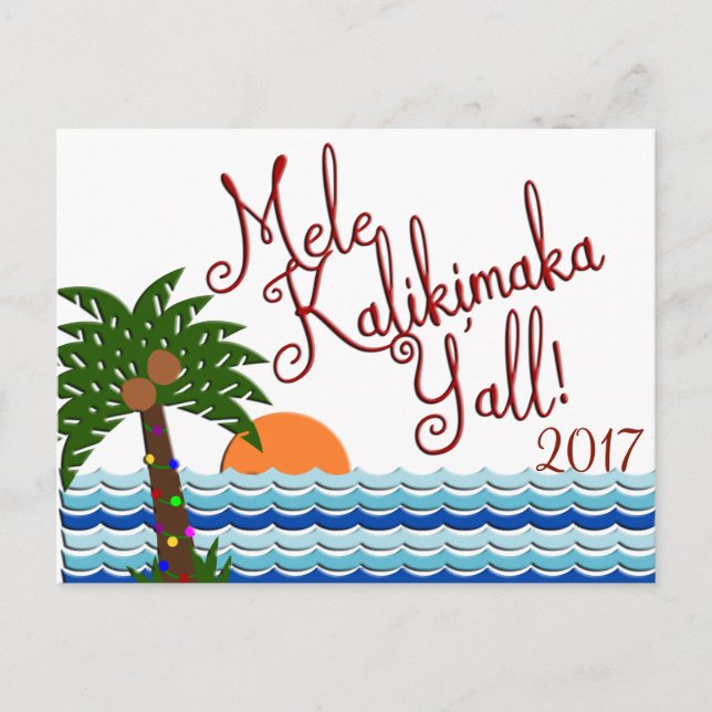 Mele Kalikimaka Y'all Christmas Beach Postcard (Front)