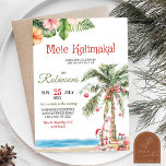 Mele Kalimaka Hawaii Palm Tree Christmas Party Invitation<br><div class="desc">Pink Mele Kalimaka Hawaii Christmas Invitation,  Palm Tree Tropical Beach Holiday Party,  Floral Tropical Merry Christmas Hawaiian Party.</div>