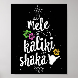 Mele Kalki Shaka Hawaii Christmas Tree Kalikimaka Poster