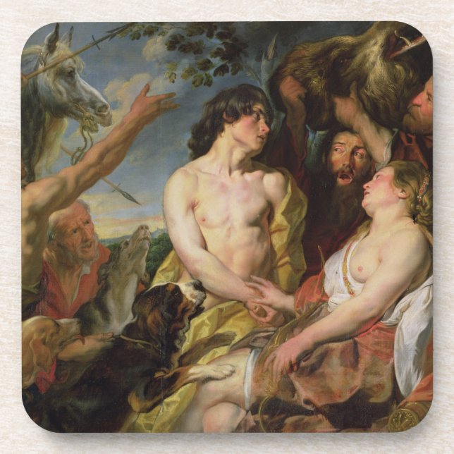 Meleager and Atalanta (oil on canvas) Beverage Coaster (Front)