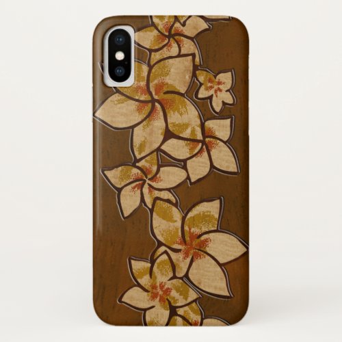 Melia Hawaiian Plumeria Faux Wood iPhone X Case