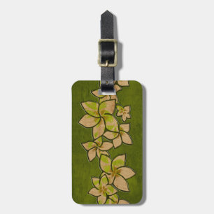Melia Hawaiian Plumeria Faux Wood Luggage Tags