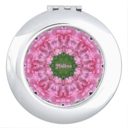 MELINA ~ ROSES Pink 3D ~ Kaleidoscope ~ Compact Mirror
