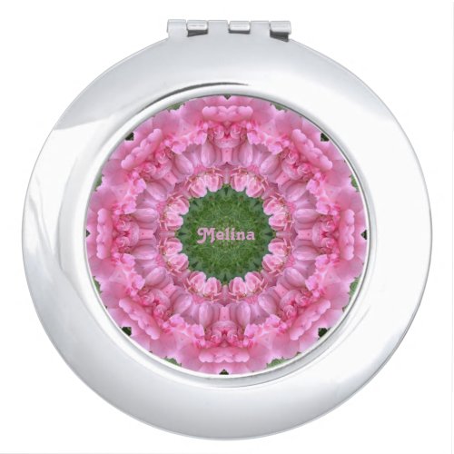 MELINA  ROSES Pink 3D  Kaleidoscope  Compact Mirror