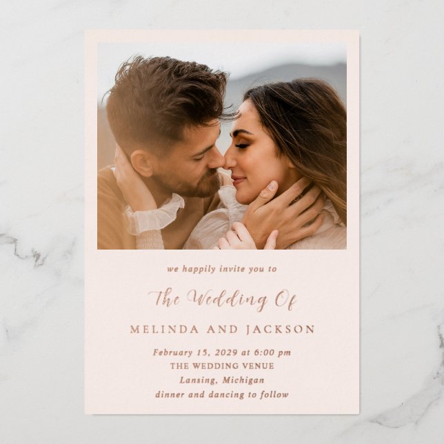 Melinda Modern Wedding Foil Invitation (Front)