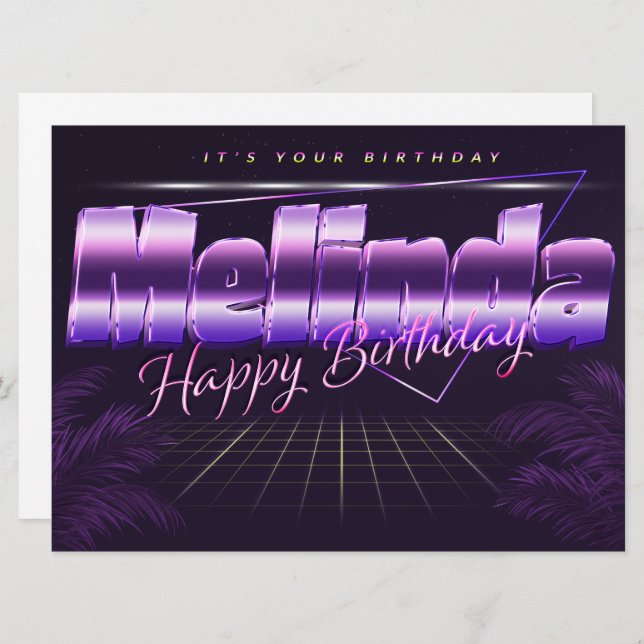 Melinda Name First name pura retro card Birthday (Front/Back)