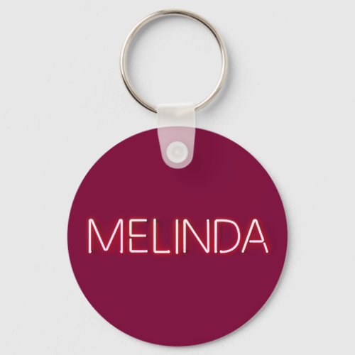 Melinda name in glowing neon lights keychain