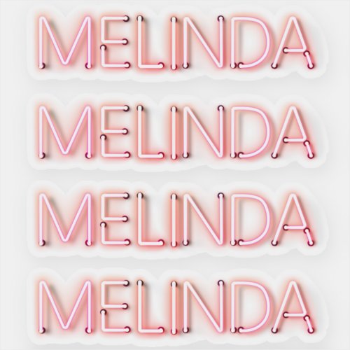 Melinda name in glowing neon lights sticker