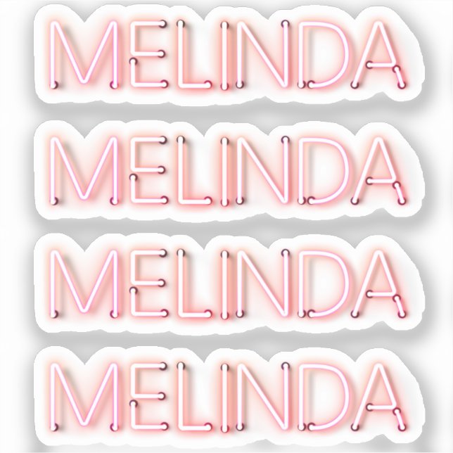 Melinda name in glowing neon lights sticker (Front)