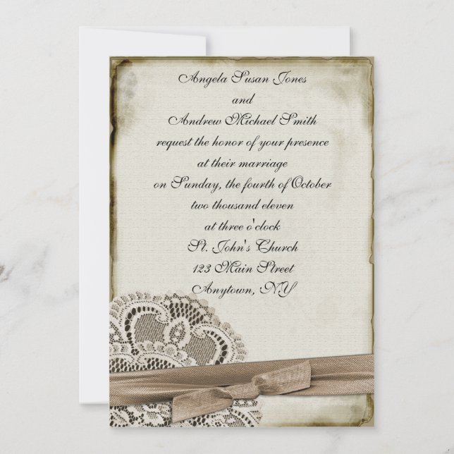 Melinda Vintage Lace Invitation (Front)
