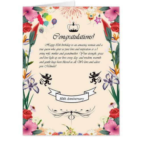Melinda's 80th Birthday  Greeting Card