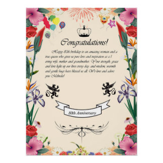 Melinda's 80th Birthday Greeting Card Poster